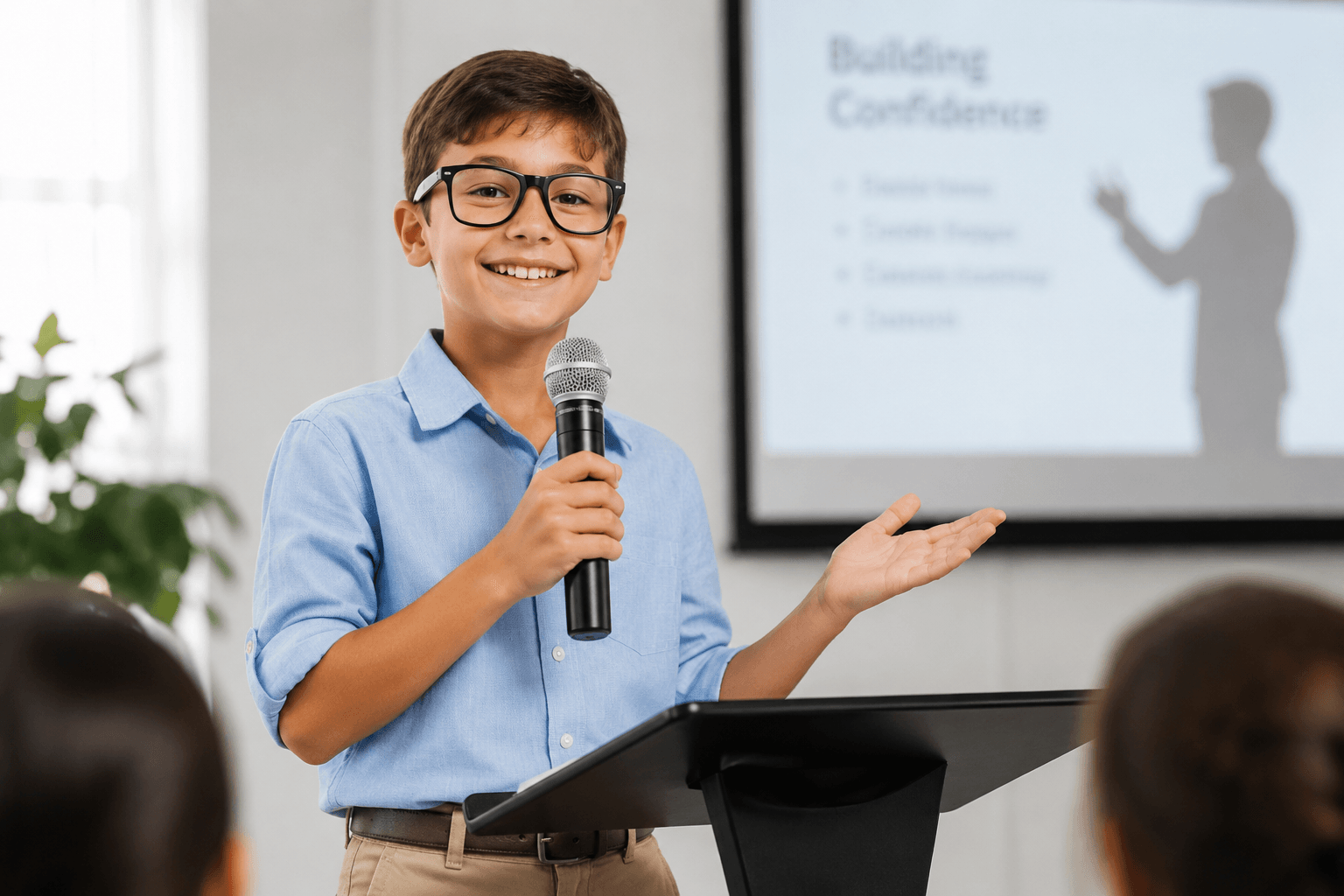 A KidsCampus student building a robot